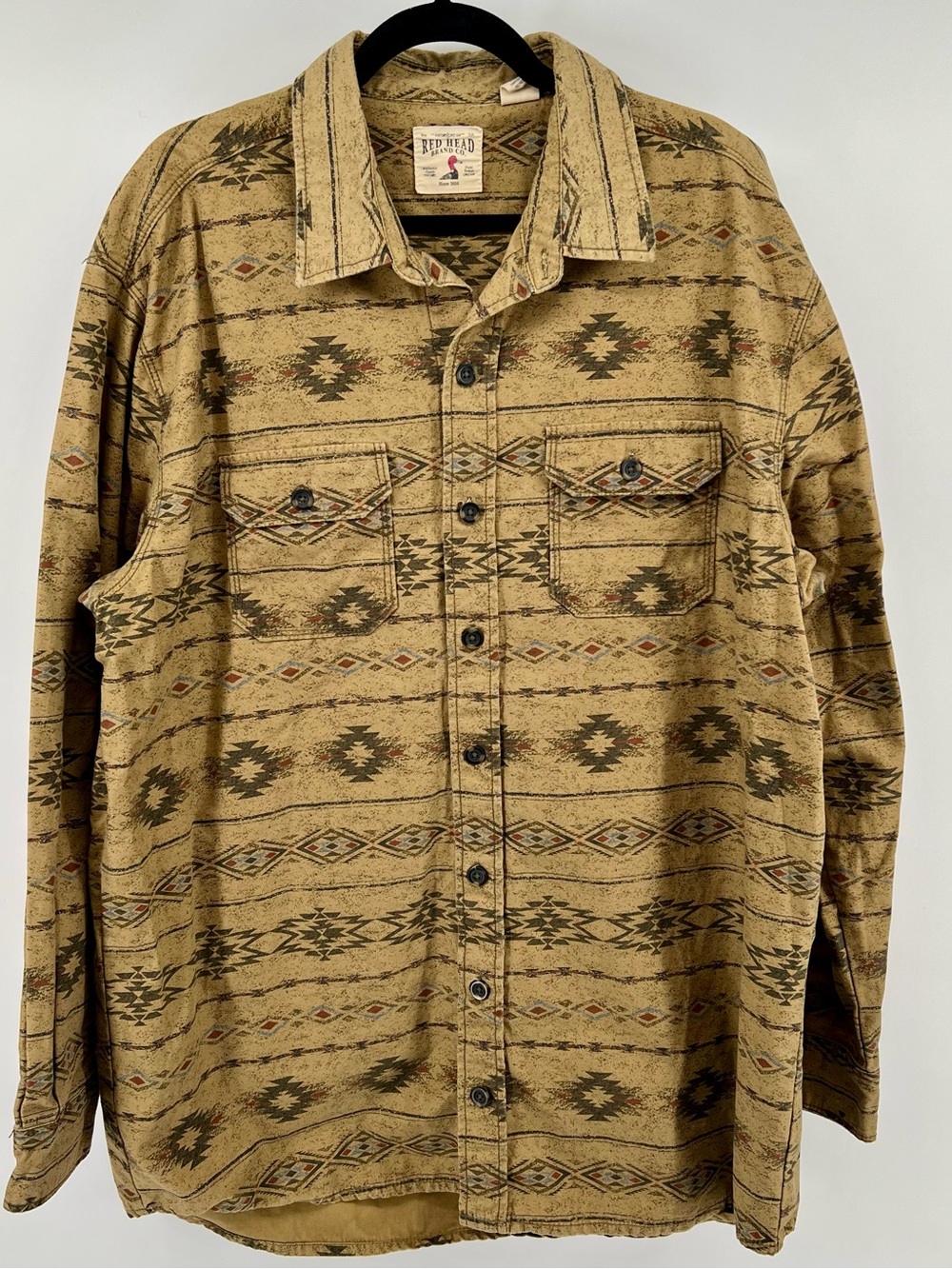 Red head brand co men’s Aztec button down shirt 100% cotton XLT western